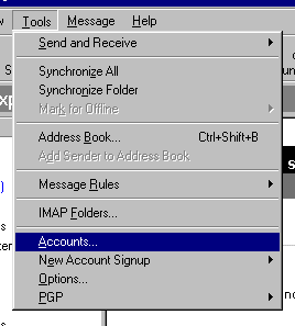 Accounts menu